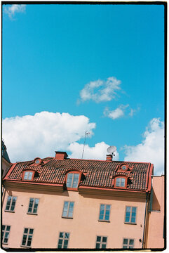 Gamla Stan rooftop in Stockholm, Sweden, 35mm film