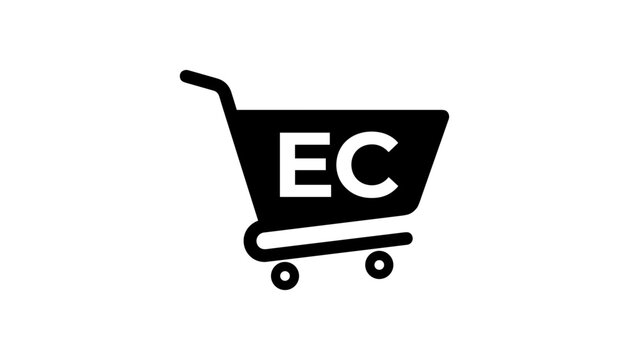 shopping cart with ec letters icon e commerce vector illustration isolated on white background stock design