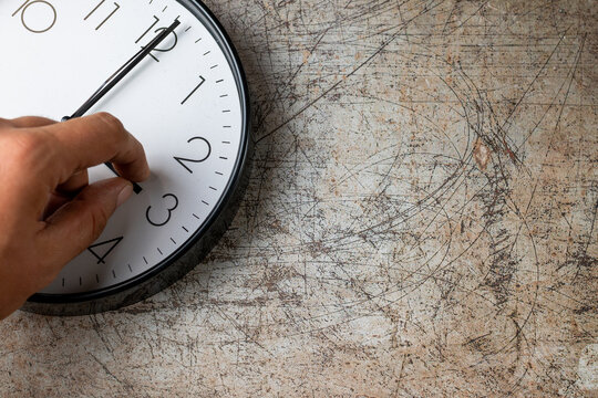 Autumn Daylight Saving Time Change With Analog Clock