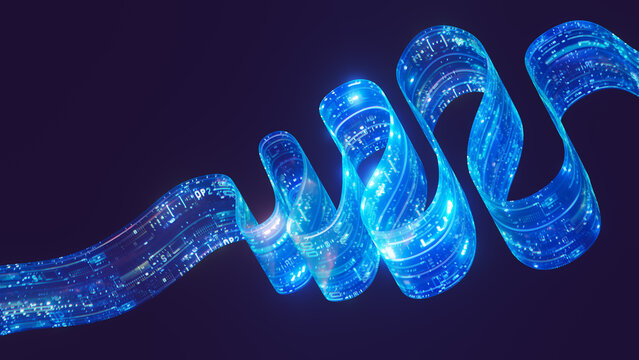 Glowing Digital Data Ribbon Wave
