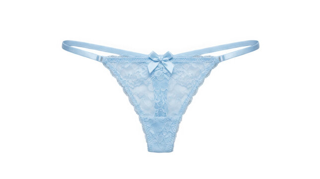 Light blue lace thong underwear isolated