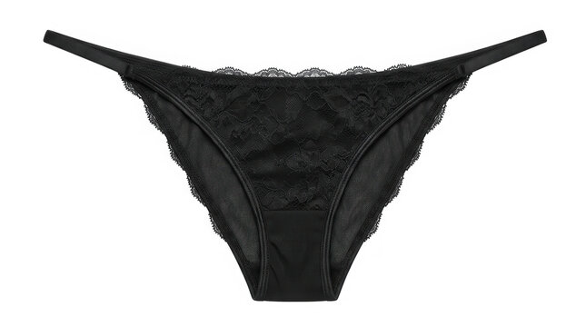 Black lace thong bikini bottom isolated
