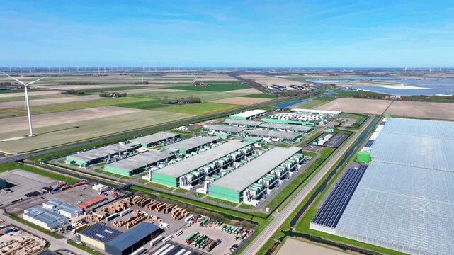 Aerial view of a hyperscale data center in the Netherlands