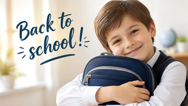 Happy Schoolboy with Backpack Ready for Back to School