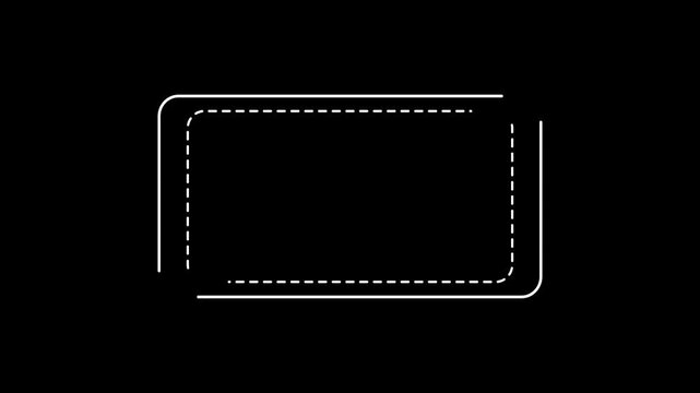 Minimalist animated rectangular frame with dashed border overlay for editing and motion rectangle animation