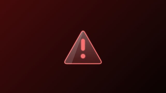 Glowing red triangle warning icon on dark background