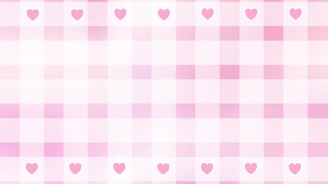 Aesthetic Groovy Sweet Cool Pink Plaid Checkers Line Wallpaper With Cute Pink Heart Video Motion Background