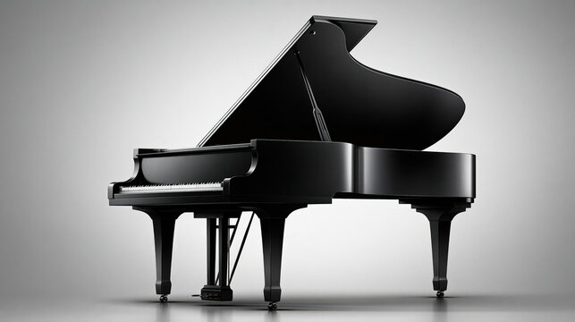 Elegant Black Grand Piano on Neutral Background Created with Generative AI Technology AI Generative