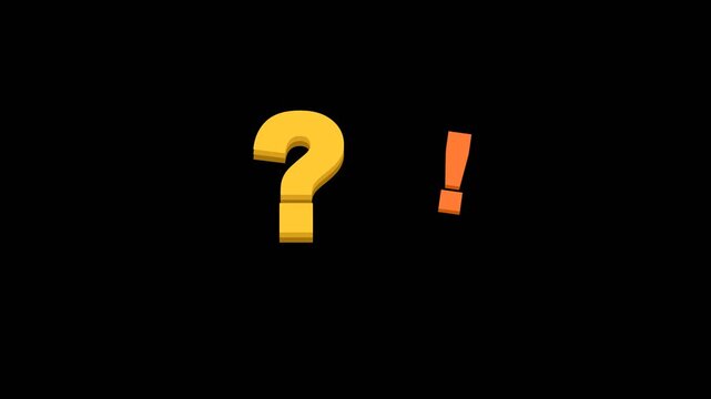 Yellow question mark and orange exclamation mark on black background