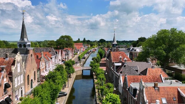 Aerial view of the historic town of Balk in Friesland, the Netherlands