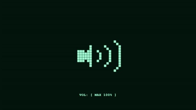 Pixel art volume indicator changing audio levels from muted to max