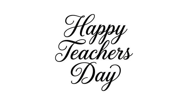 Beautiful elegant calligraphy design celebrating a happy teachers day with lovely script typography and flourishes