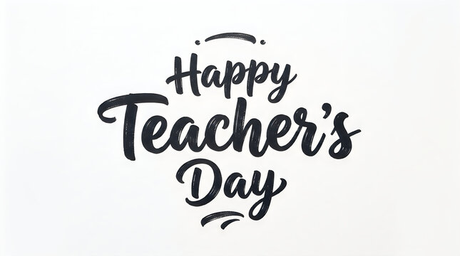 Happy teachers day handwritten calligraphy greeting with decorative elements on a white background