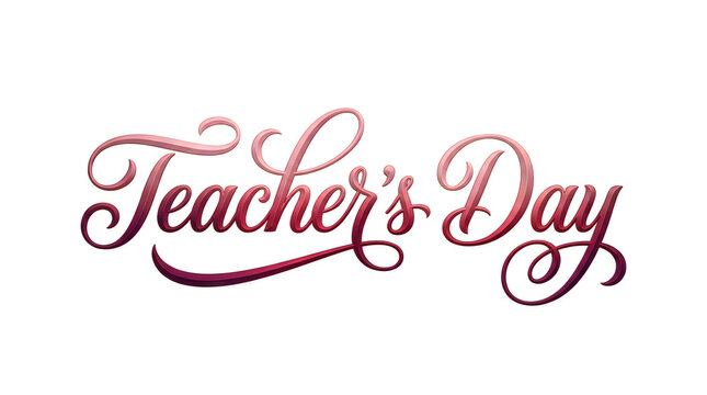 Elegant hand lettering design celebrating teachers day with decorative flourishes and pink tones