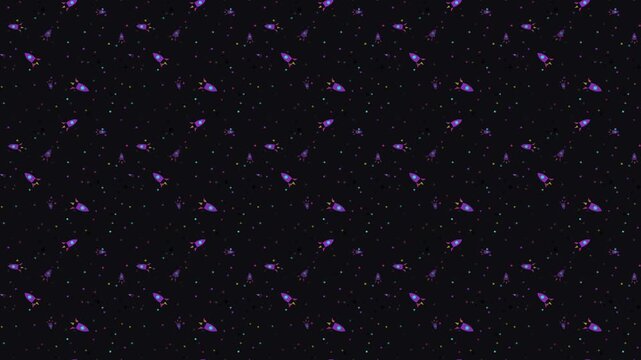 Animated Seamless Rocket Space Pattern Motion Graphics Background