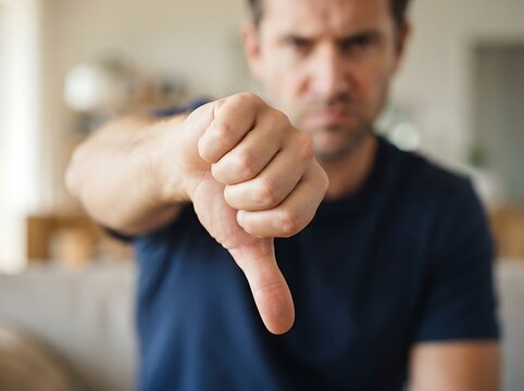 Thumbs Down Gesture Close Up Front View