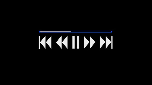 Audio music timeline, Video music multimedia player on black background.4k video