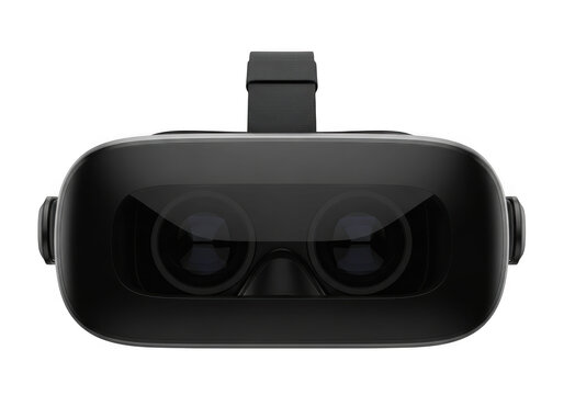 Black virtual reality headset for immersive gaming and digital simulation isolated on transparent background