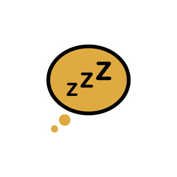 Yellow circle with sleeping zz symbols and small dot, black background