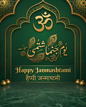 Janmashtami 04 September Traditional Hindu Festival Greeting Card Design