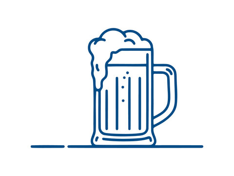 Illustration of a frothy beer mug with bubbles and detailed foam on top transparent background