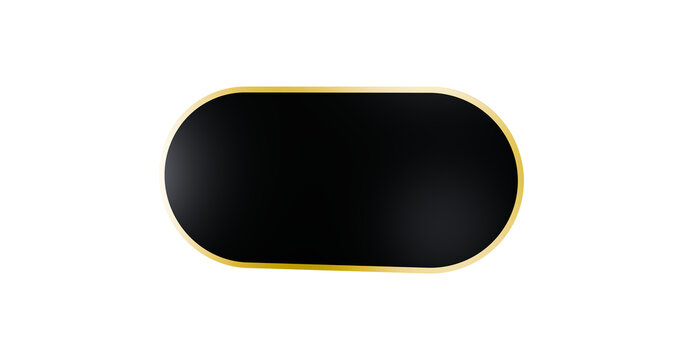 Label horizontal black base with gold ring in a transparent background
