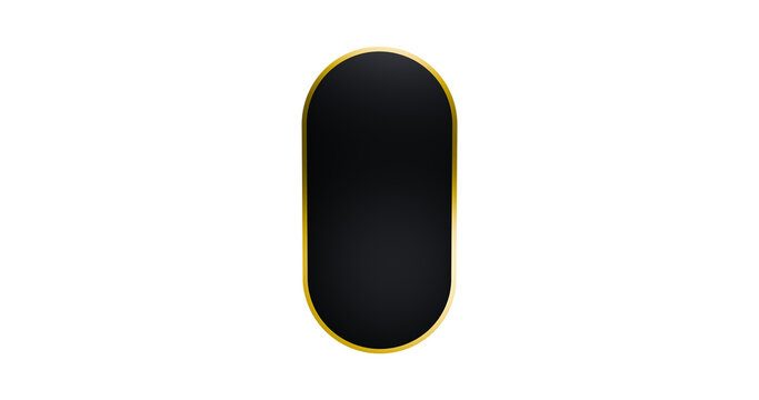 Label matt black with gold border in a transparent background