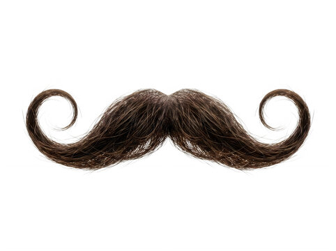A curly brown mustache icon representing a classic masculine style for barbershop or hipster design theme