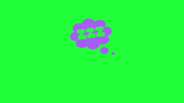 Cartoon zzz sleep bubble animation green screen