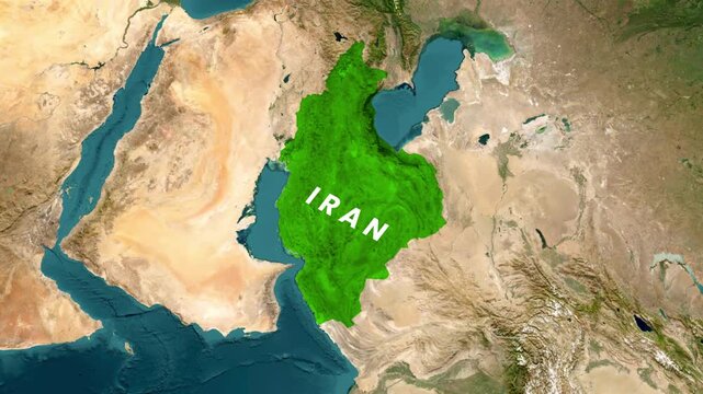 Iran Map Animation with Geographic Outline and Location Pin &ndash; Middle East Country Map