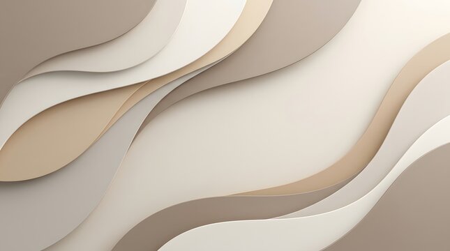 Abstract beige paper cut waves background