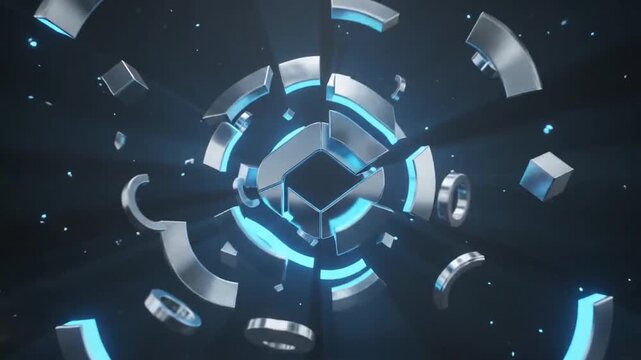 Minimal 3D Geometric Tech Logo Reveal Animation