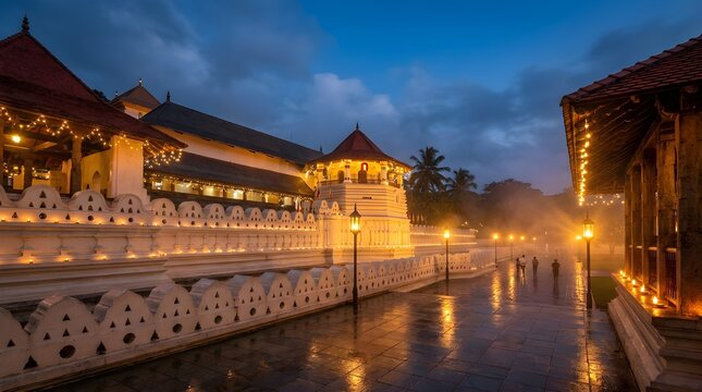 Temple of the Sacred Tooth Relic (Sri Dalada Maligawa) in Kandy, Sri Lanka &ndash; Historic Buddhist Temple and Cultural Heritage Landmark