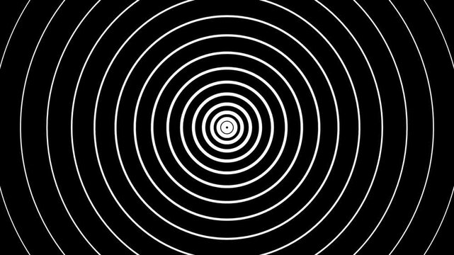 Abstract black and white background with repeating concentric circles creating a hypnotic tunnel effect 4K Motion Video
