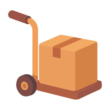 Hand truck transporting cardboard package