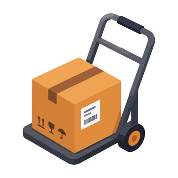 Cardboard box transported with dolly