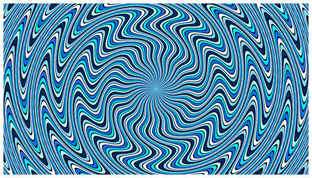 Abstract blue swirl pattern radial distorted wave optical illusion graphic.
