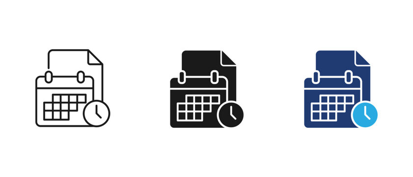 Calendar document schedule due date vector icon set