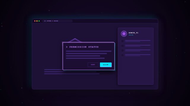A digital browser window displays a notification panel for confirming pending system updates while highlighting important account information within an interactive dark themed software user