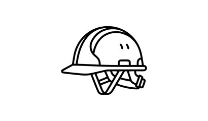 Fototapeta premium Safety Hard Hat with Chin Strap Line Icon for Industrial Labor Construction Work Protective Gear and Engineering Security Concept Illustrations