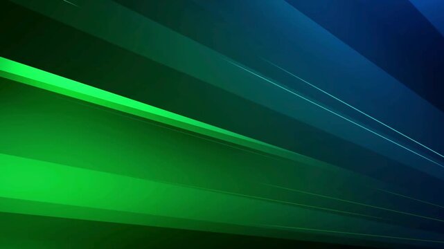 Abstract futuristic motion background featuring dynamic green and blue diagonal stripes with glowing light streaks providing a modern cinematic visual style.