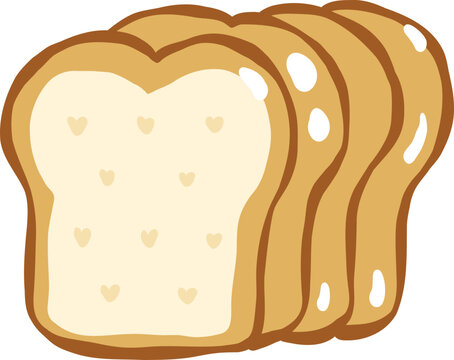 cute line art slice bread toast bakery food vector illustration 