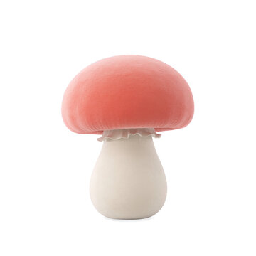 A cute decorative pink mushroom figurine isolated on transparent background
