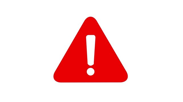 High-visibility red warning triangle with central exclamation mark symbol for digital safety alerts, hazard notifications, industrial risk management, and critical system security interface