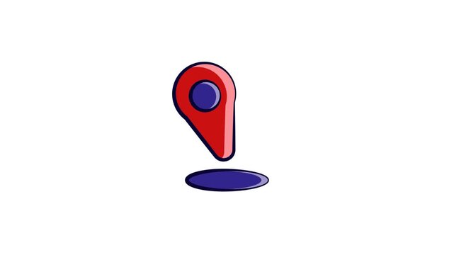 Red and Blue Map Pin Location Marker Icon Animated on a Clean White Background for School Navigation and Travel Concepts