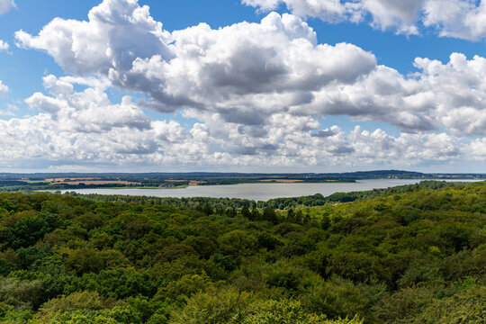 Binz, Ruegen, Mecklenburg-Western Pomerania, Germany-July 23, 2026: Panoramic view over forest and lakes from the treetop walkway