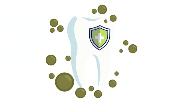 Tooth Protection Concept with Shield Defending Against Bacteria and Germs Motion Graphics Animation