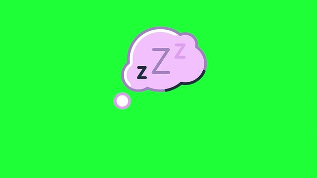 Animated sleep bubble thought cloud green screen