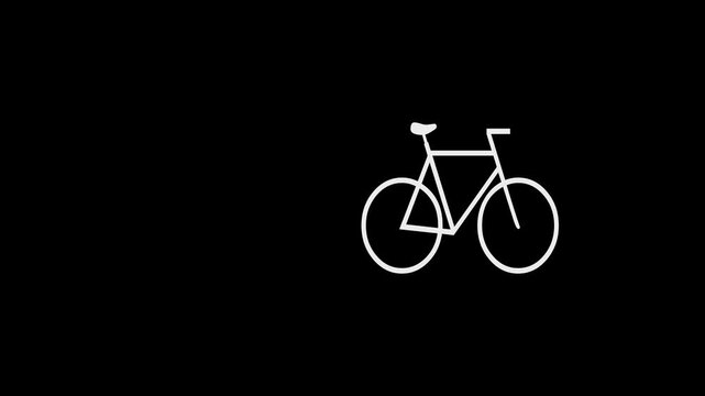 Bicycle Icon Representing Cycling, Fitness and Eco-Friendly Transportation, adventure extreme sports on black background.4k animation