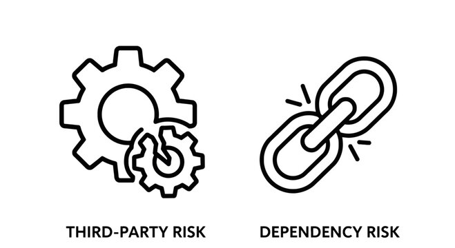 Business third party and dependency risk conceptual icons with dependency business management vulnerability connection strategy analysis